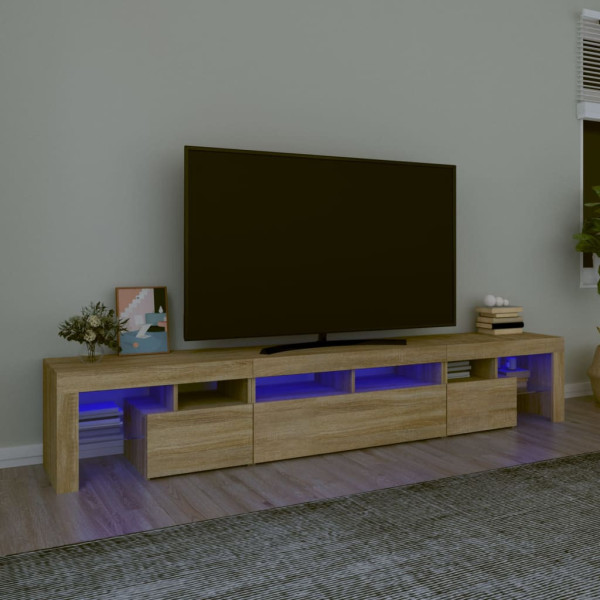 Szafka Pod Telewizor Stolik Półka Szafka RTV Brązowa LED 230x36.5x40 cm