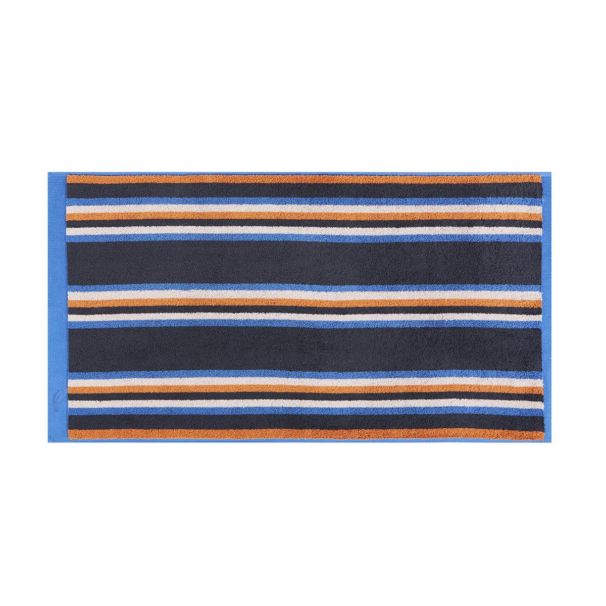 MILOS - Serviette coton bleu foncé rayé 50x100 cm