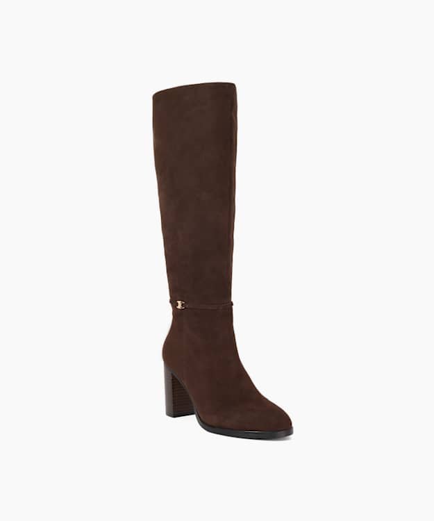 Starlling Brown - Suede Knee-High Block Heel Boots