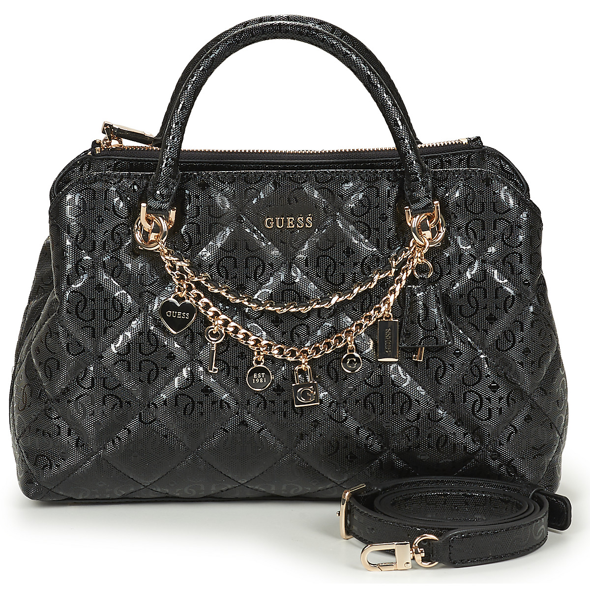 Guess - LIBBY 2 COMP SATCHEL - Black