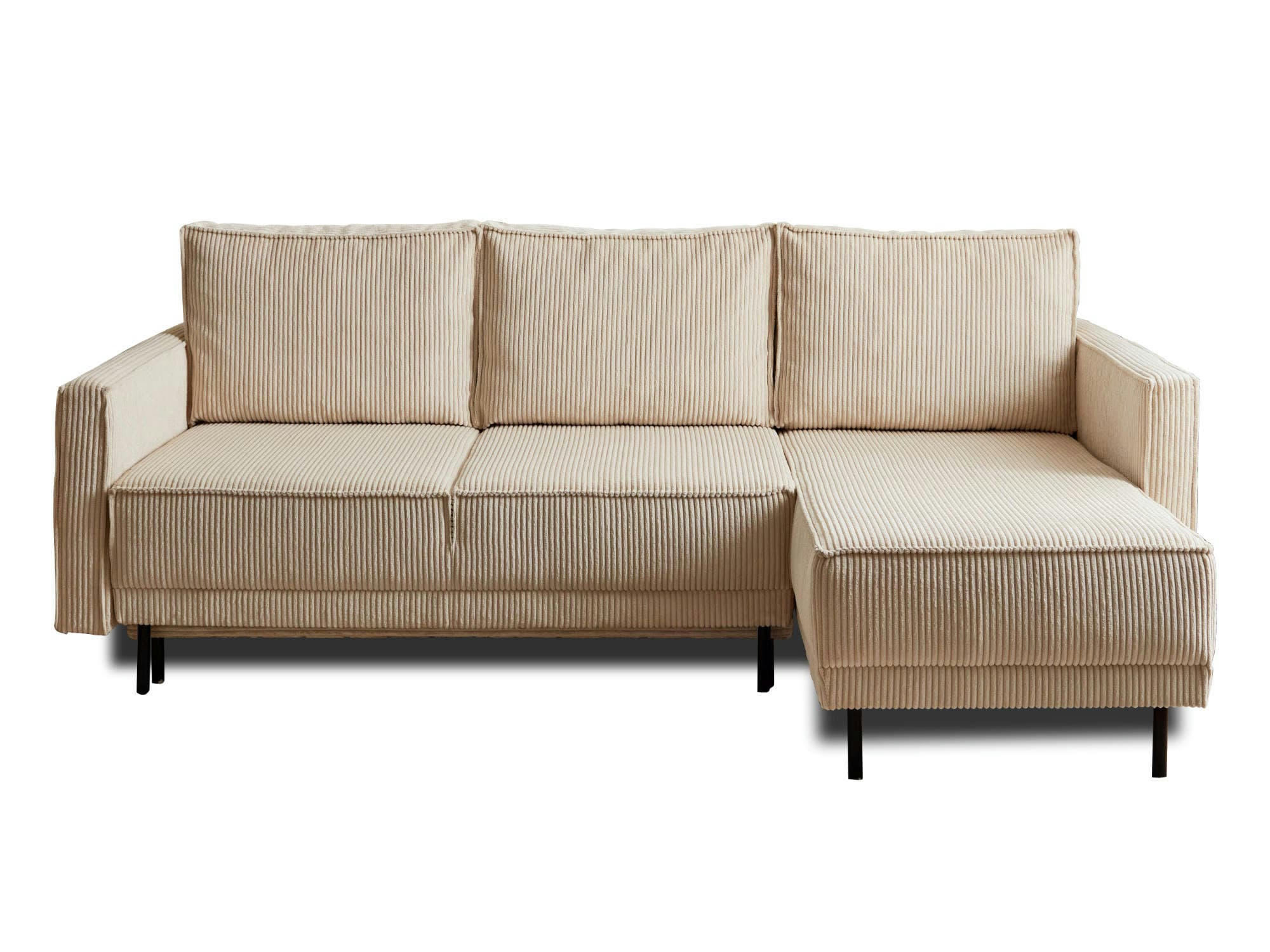 CHARLIE - Canapé d'angle réversible convertible 4 places en velours côtelé beige