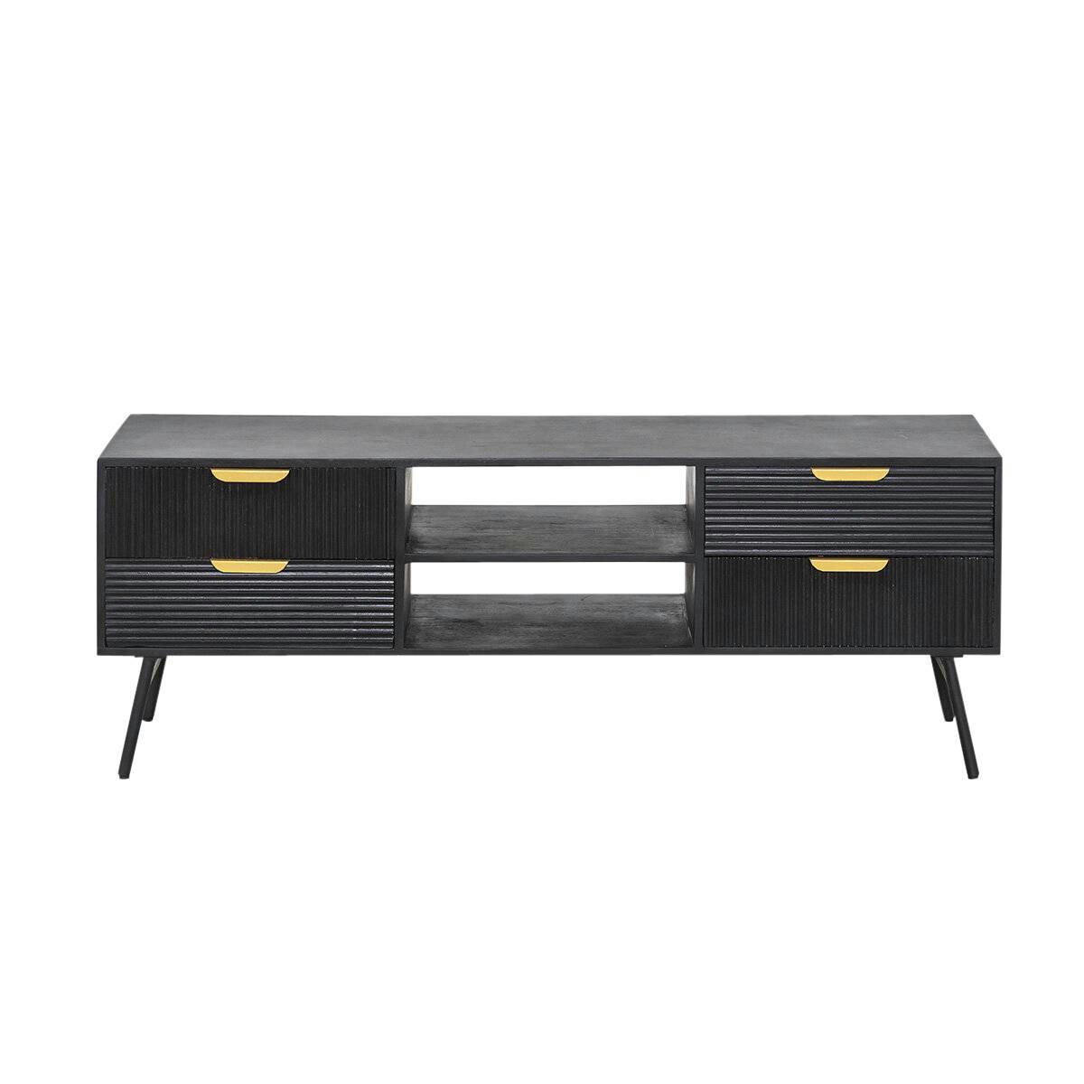 JAMES - Meuble TV en bois noir 150 cm