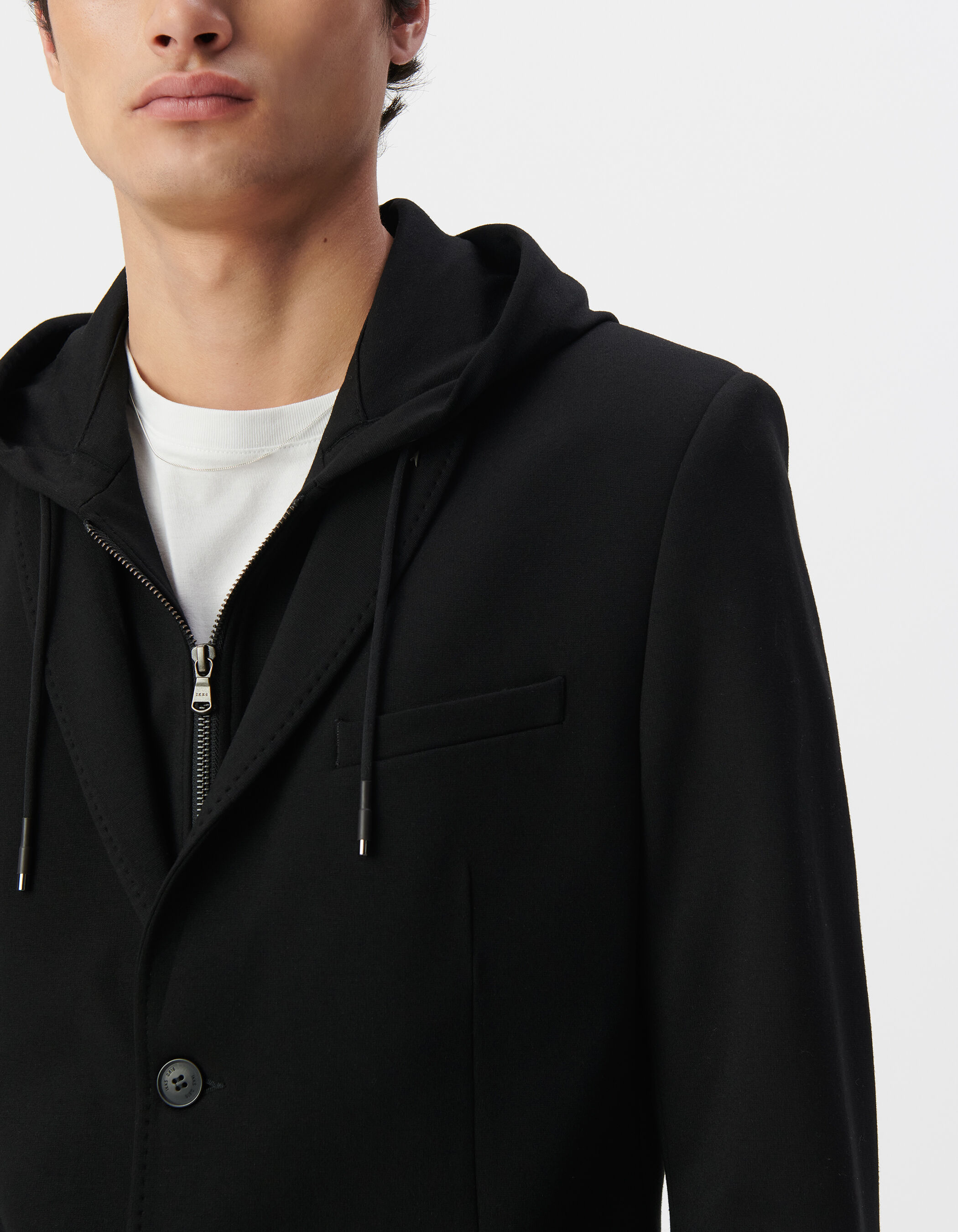 Veste noire Interlock à parementure amovible Homme