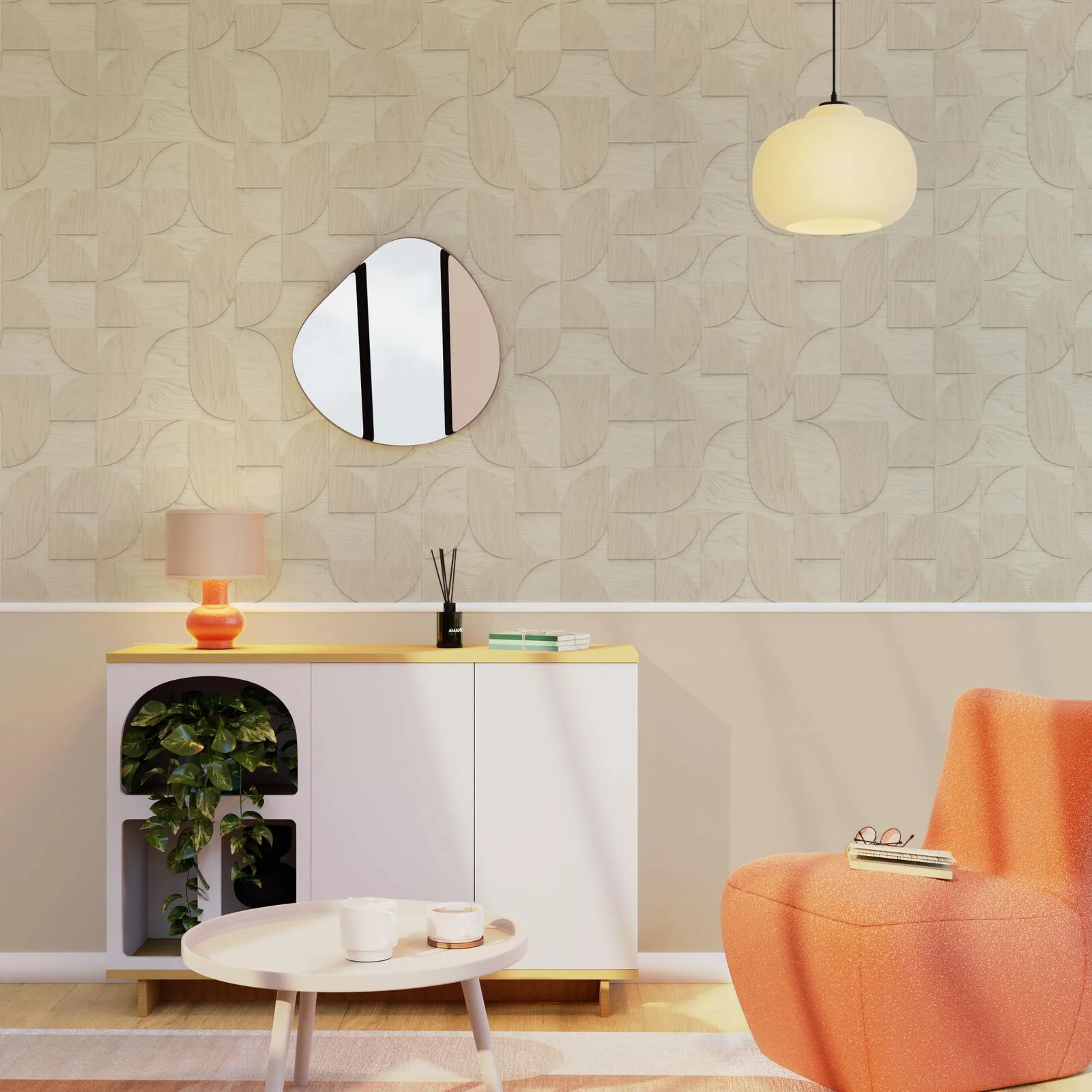 4MURS Papier peint intissé KENLEY coloris beige chaud