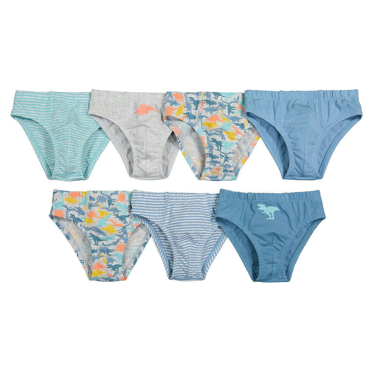 Lot de 7 slips en coton imprimés dinosaures