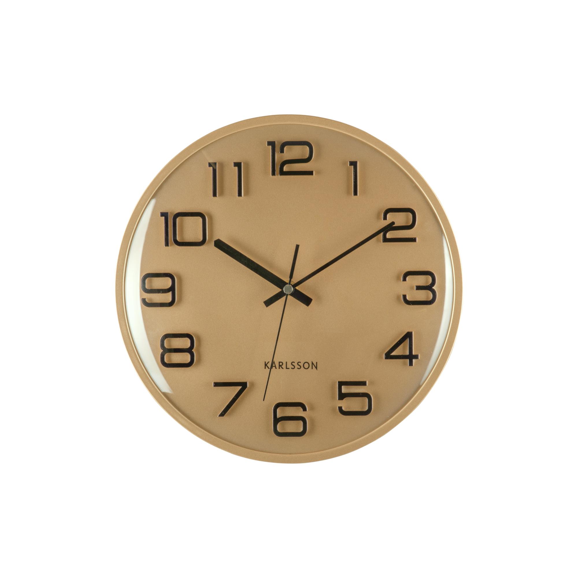 Karlsson wandklok 3D Numbers - goud - Ø30cm