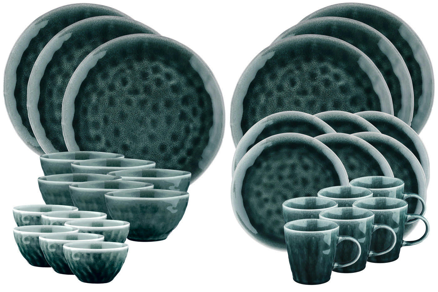 MOON - Set vaisselle 30 pièces en grès bleu