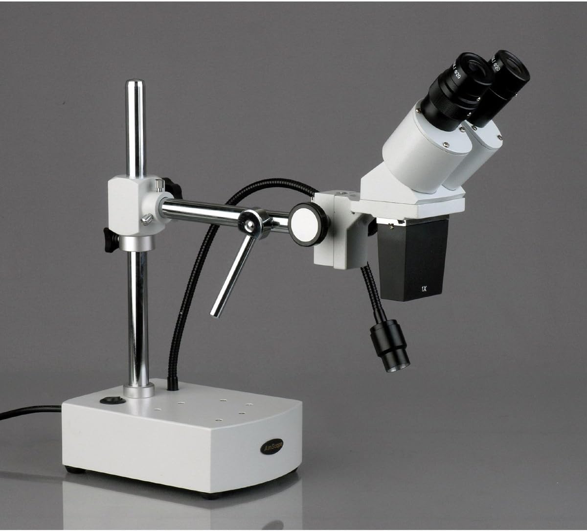 AmScope SE400-X 5X-10X Binocular Boom Arm Stereo Microscope with LED Gooseneck Light