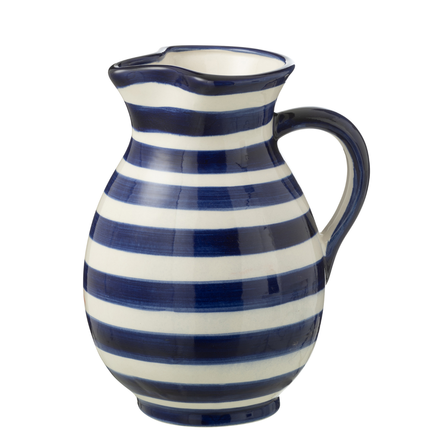 J-Line kruik Granada Stripes - keramiek - wit blauw - medium