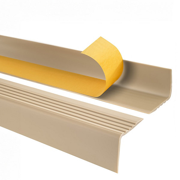 Nez de marche PVC 50x42mm, QUEST, profilé d'escalier RGP, auto-adhésif, antidérapant, d'escalier-protection, beige, 0.1m