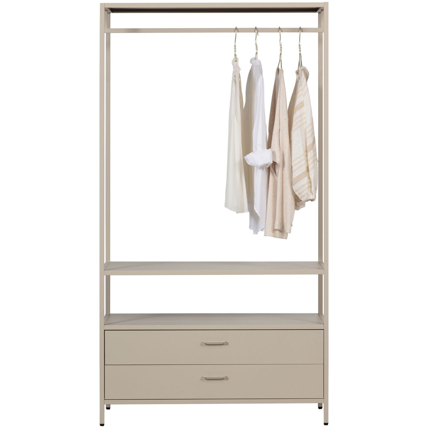 WOOOD open kledingkast 100 cm Ferris - Metaal - Zand - 185x100x54