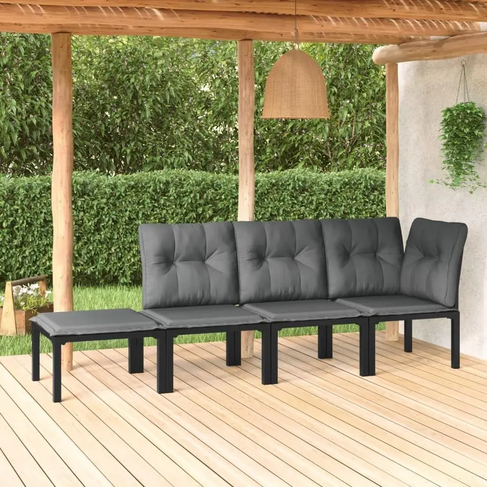 vidaXL - Loungeset - Zwart - Poly rattan