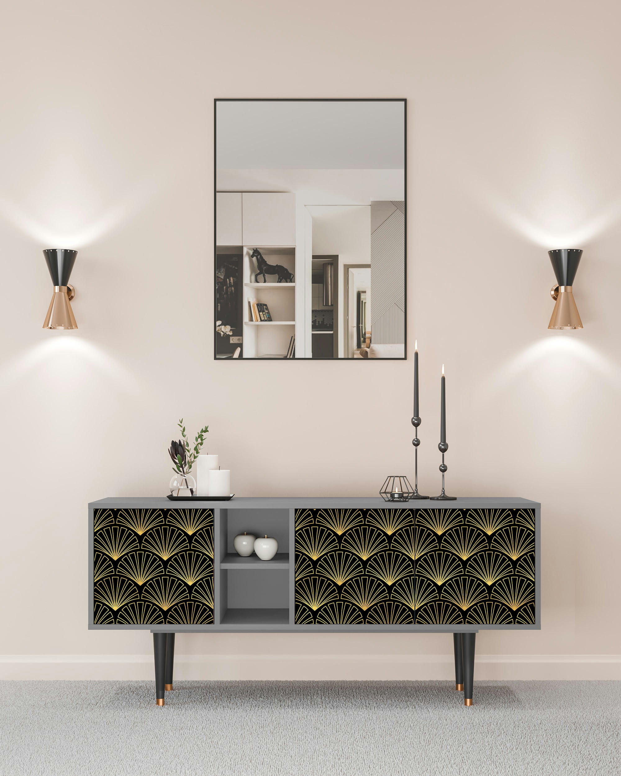 BIRD OF JUNO - Meuble TV  noir 3 tiroirs L 150 cm