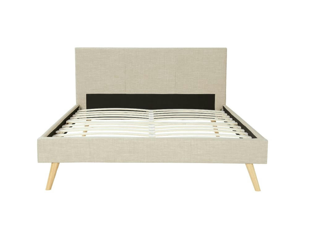 LODI - Cadre de lit avec sommier à lattes - Beige- Largeur 140 cm