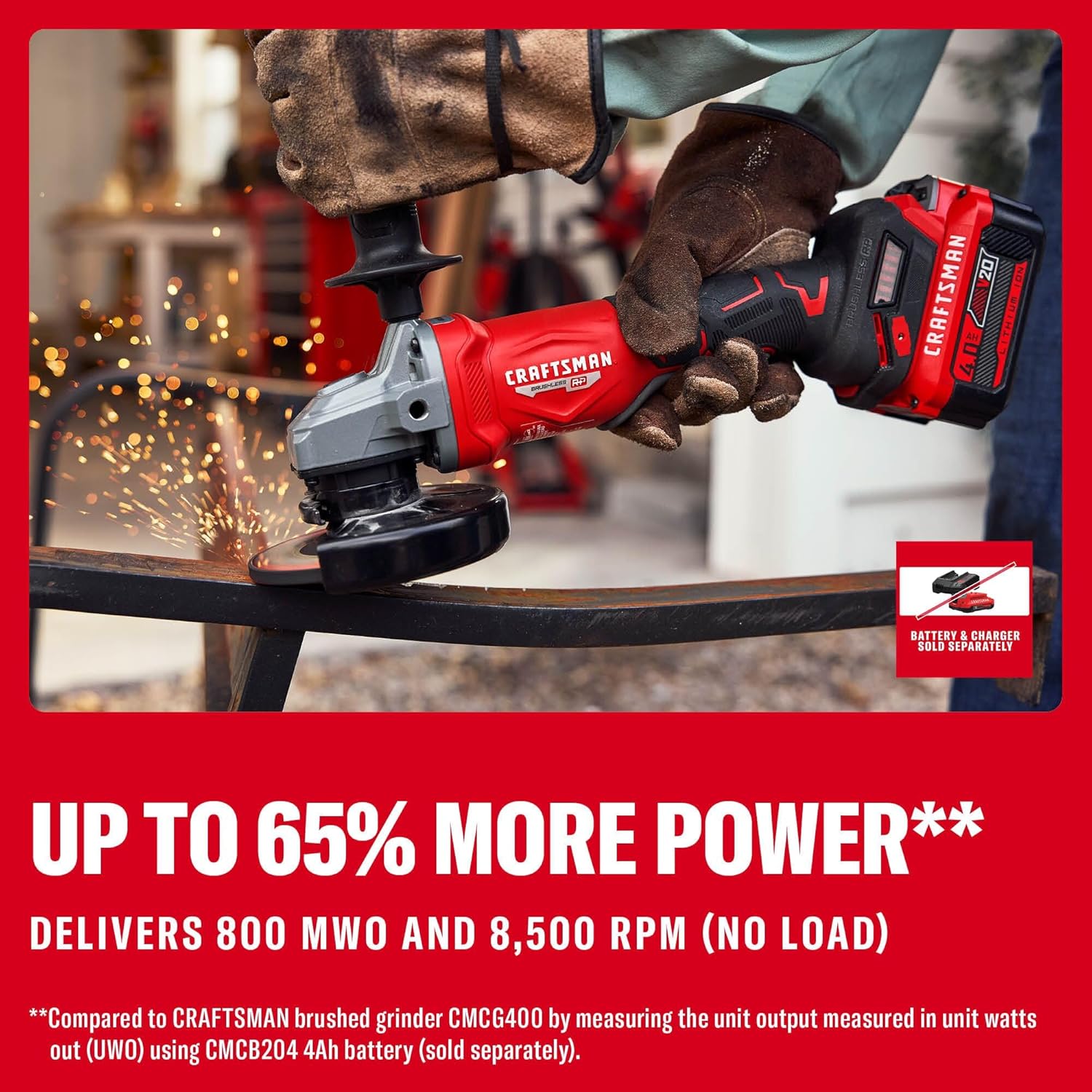 CRAFTSMAN V20 4 1/2 Cordless Angle Grinder, Brushless Small Grinder, Tool Only (CMCG452B)