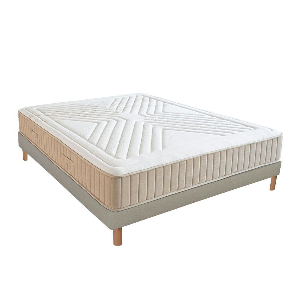 SYMPHONIE - Ensemble  2.0 140x190  Matelas + Sommier Bois