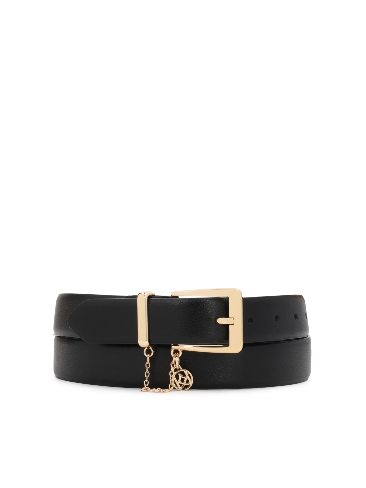 Classic leather belt in deep black
