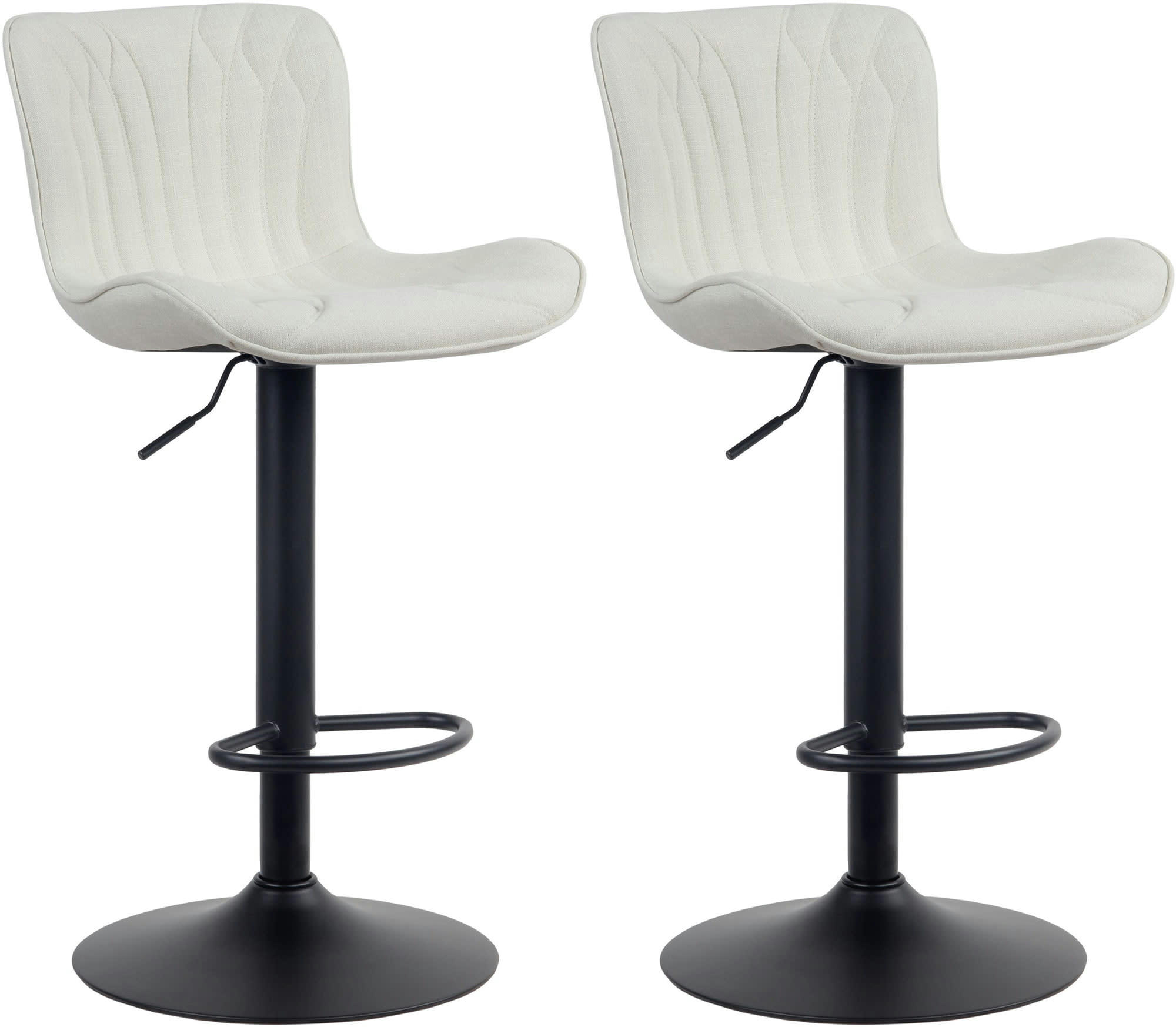LINUS - Lot de 2 tabourets de bar ajustables en tissu Crème