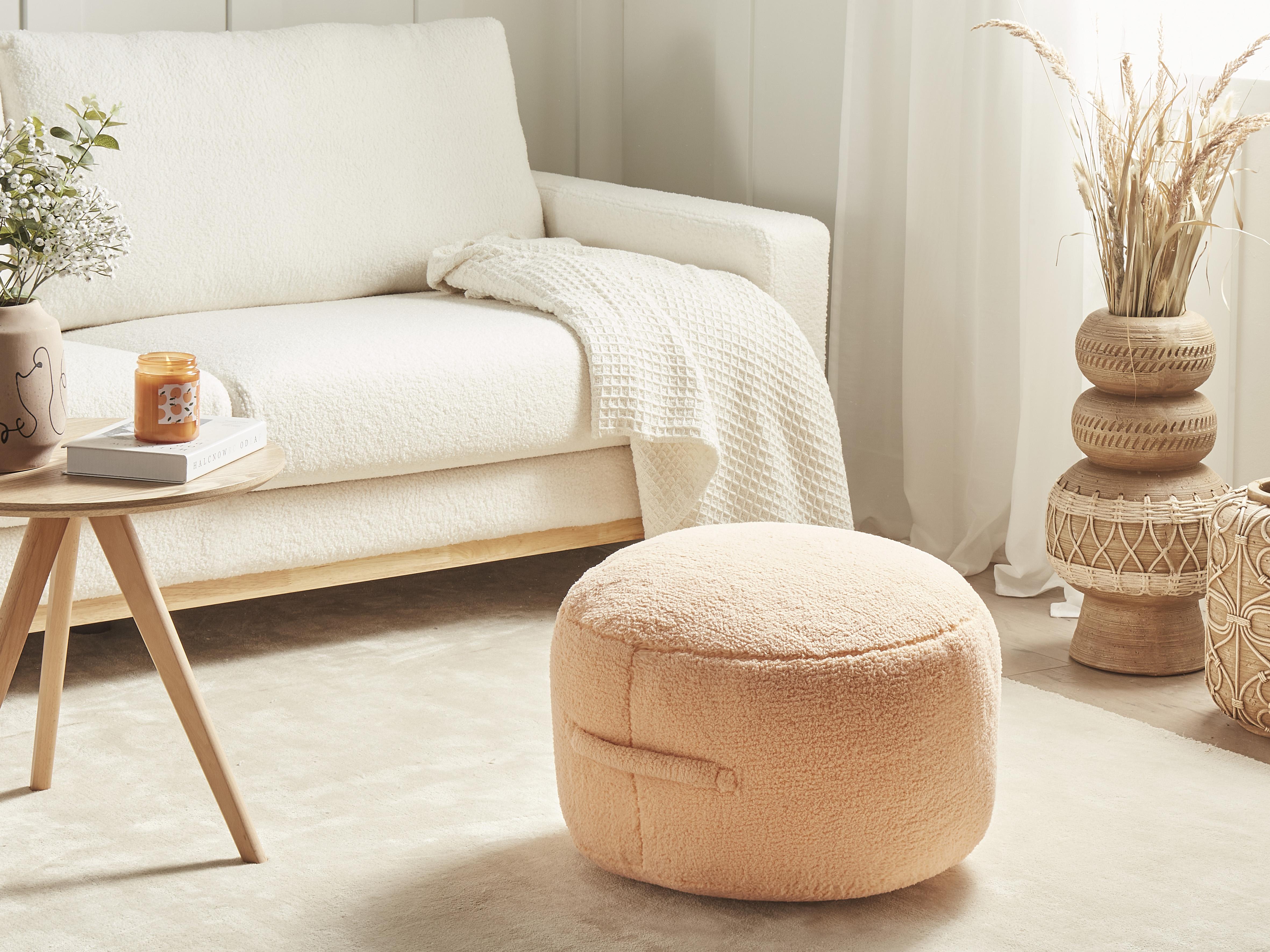 Pouffe ADLANA Boucle Peach Pink