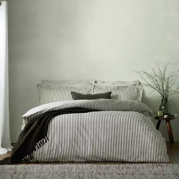Yard Hebden Cotton Stripe Black Bedding Set - Single