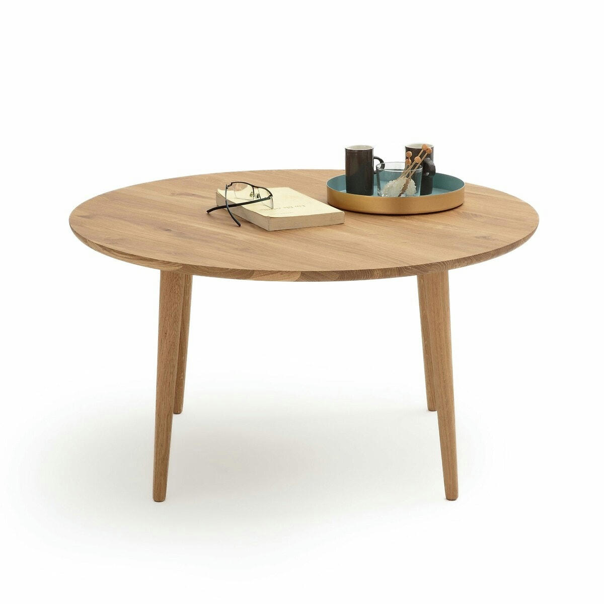 Table basse ronde, chêne massif, CRUESO