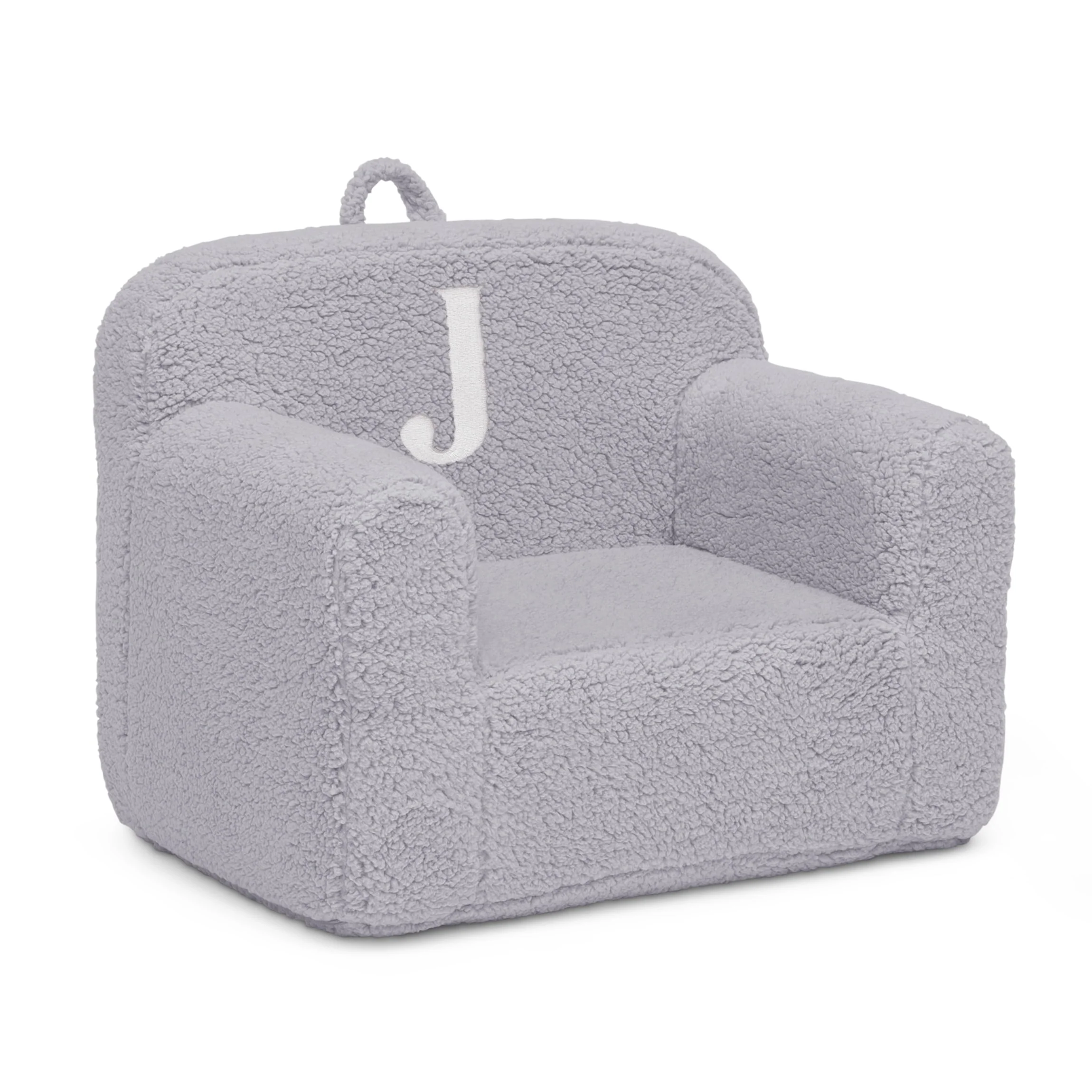 Personalized Monogram Cozee Sherpa Chair - Customize with Letter J - Foam Kids Chair for Ages 18 Months and Up