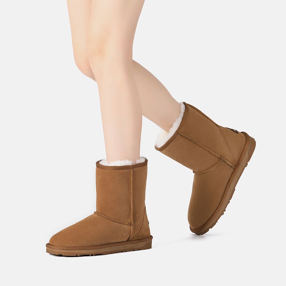 EverAu Australia Real Sheepskin Parrot Mid-Calf Classic Boots with TPR Sole