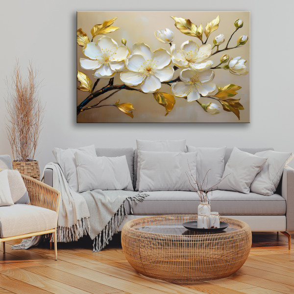 Feeby Obraz na płótnie, Magnolia Biały Kwiat Natura 60x40