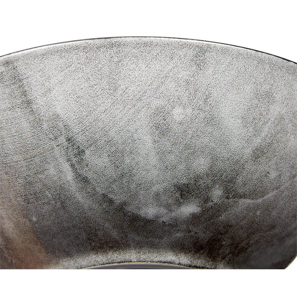 Assiette creuse noir décor marbre gris Ø18cm