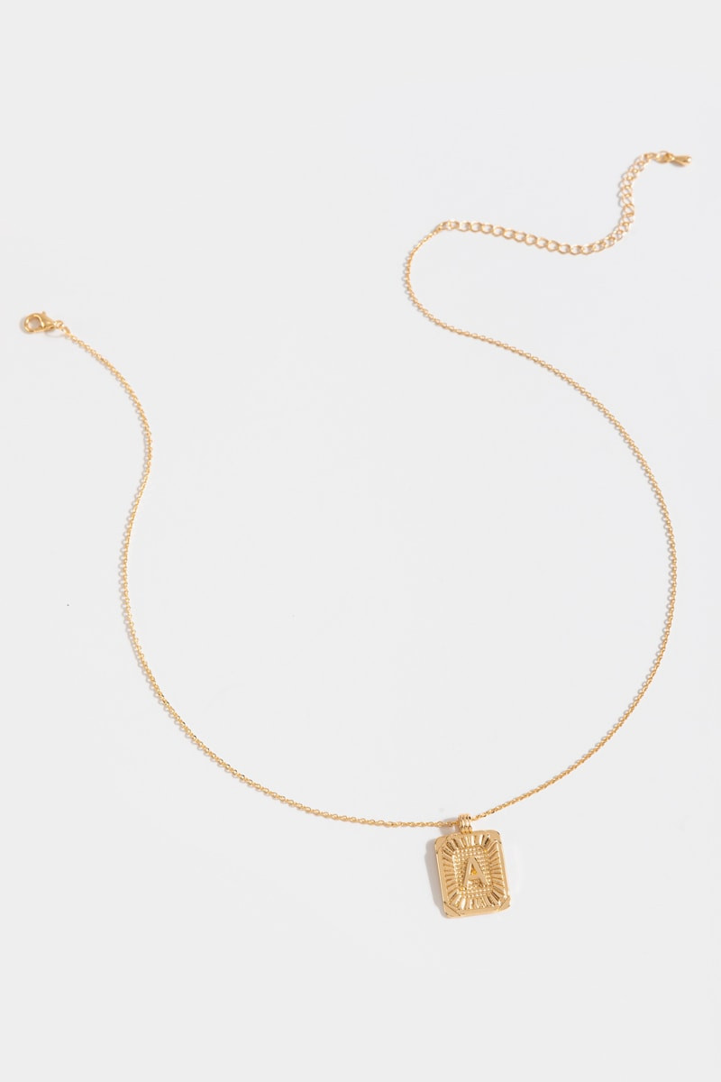 Initial ID Tag Pendant Necklace