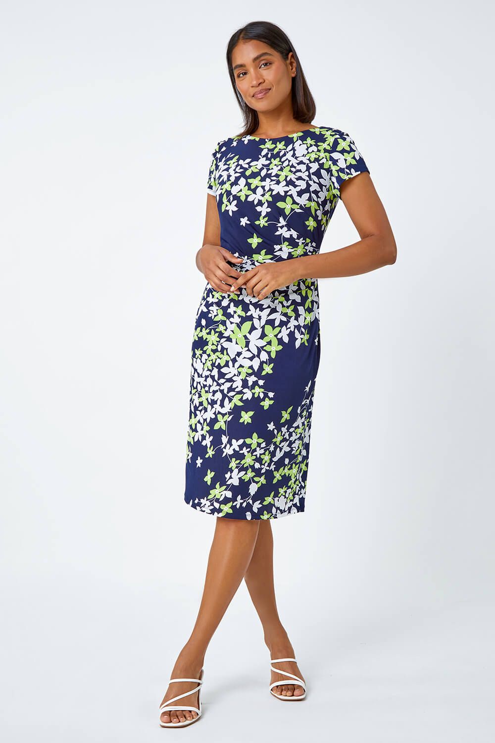 Roman Floral Print Shift Stretch Dress