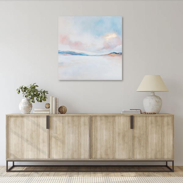 Feeby Obraz na płótnie, Abstrakcja Pastelowa Różowy Niebieski 30x30