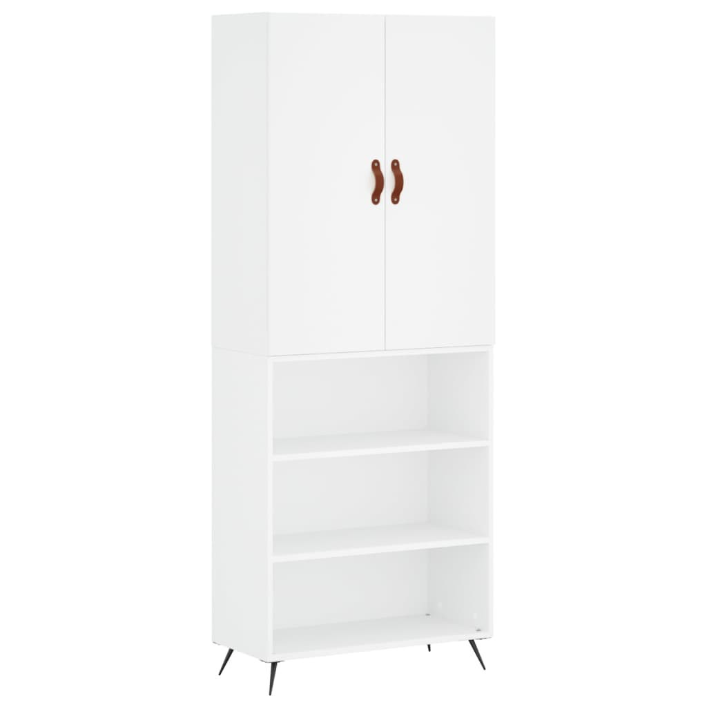 Szafka Regał Witrynka Biała z Drzwiami 69.5x34x180 cm do Salonu Pokoju