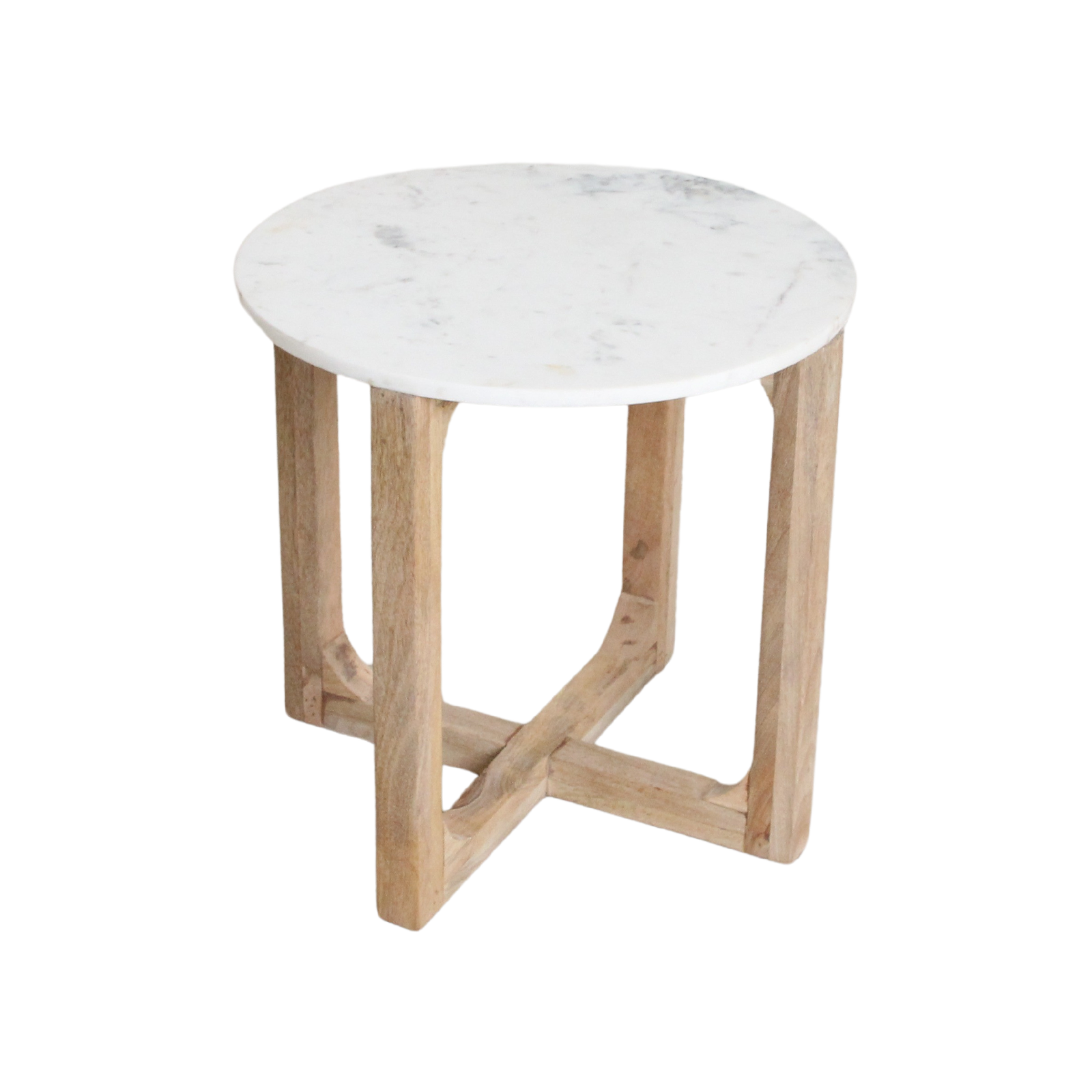 Marmeren bijzettafel rond - wit - 50x50x50 cm