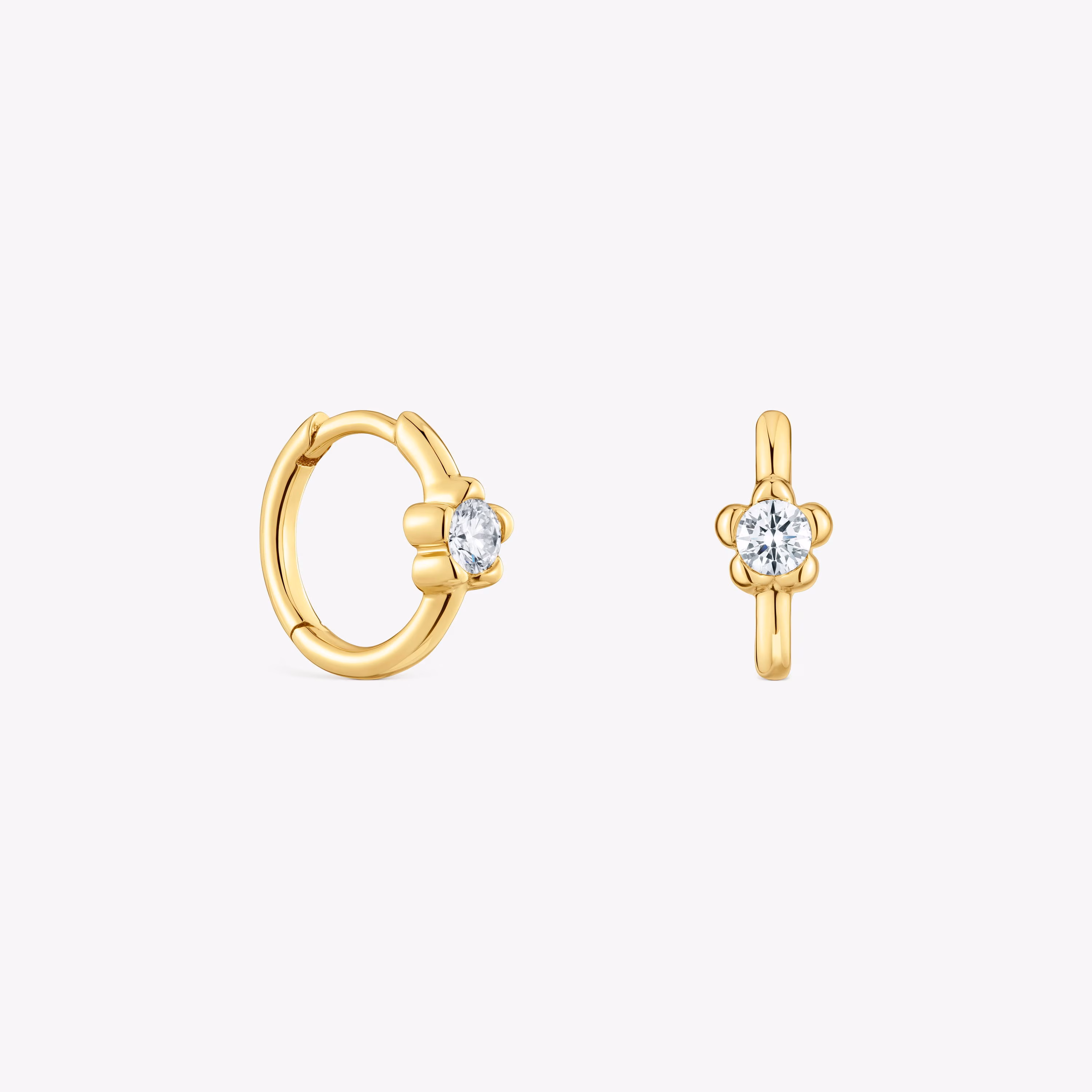 Pendientes aro de oro con diamantes creados en laboratorio y motivo flor TOUS Lili