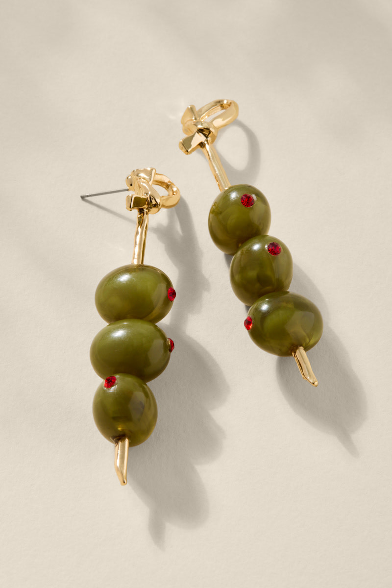 Olives On A Pick Drop Earrings