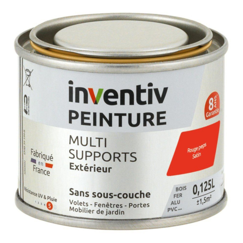Peinture multi-supports rouge peps satiné 0,125 L INVENTIV