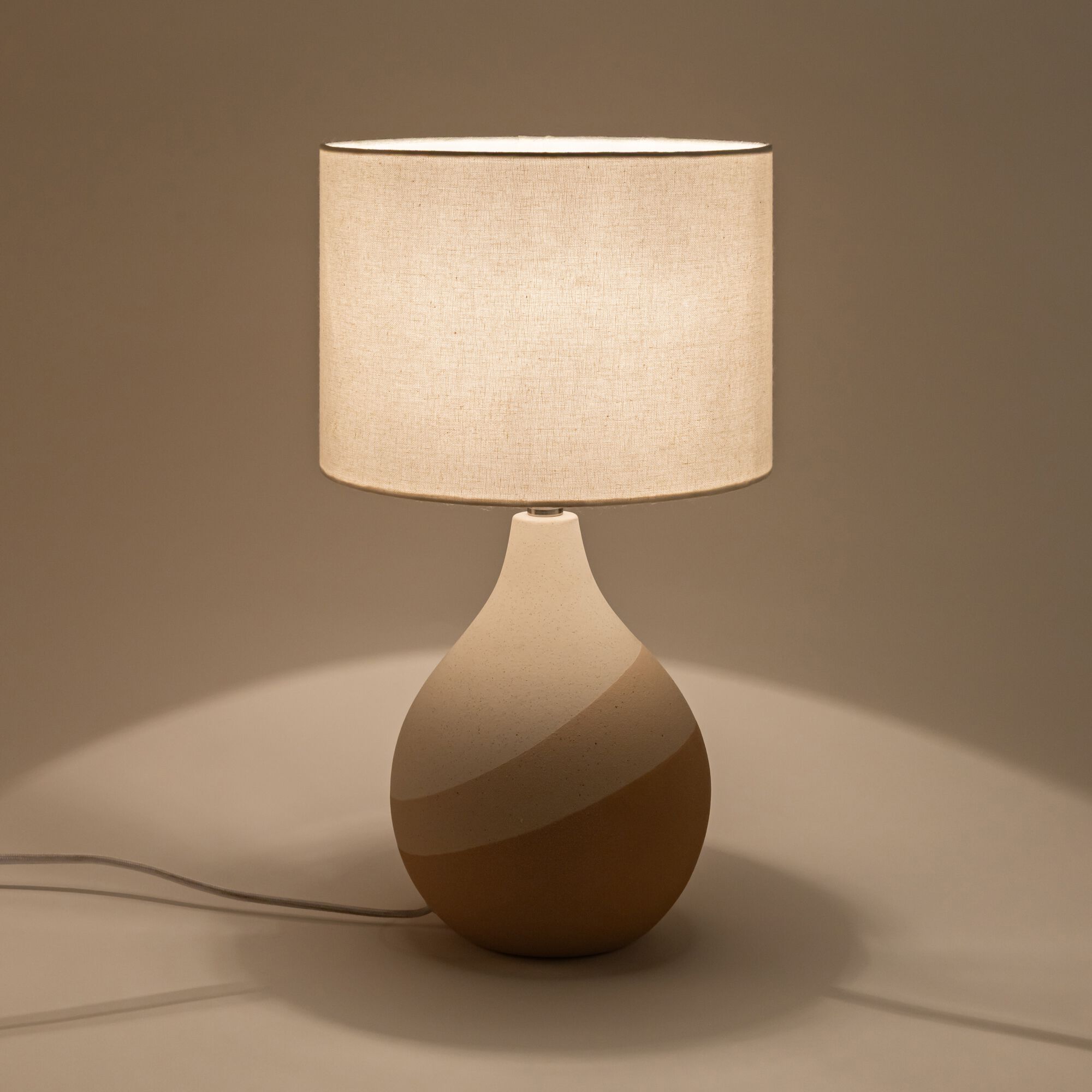 NEO - Pied de lampe en grès - beige D17cm