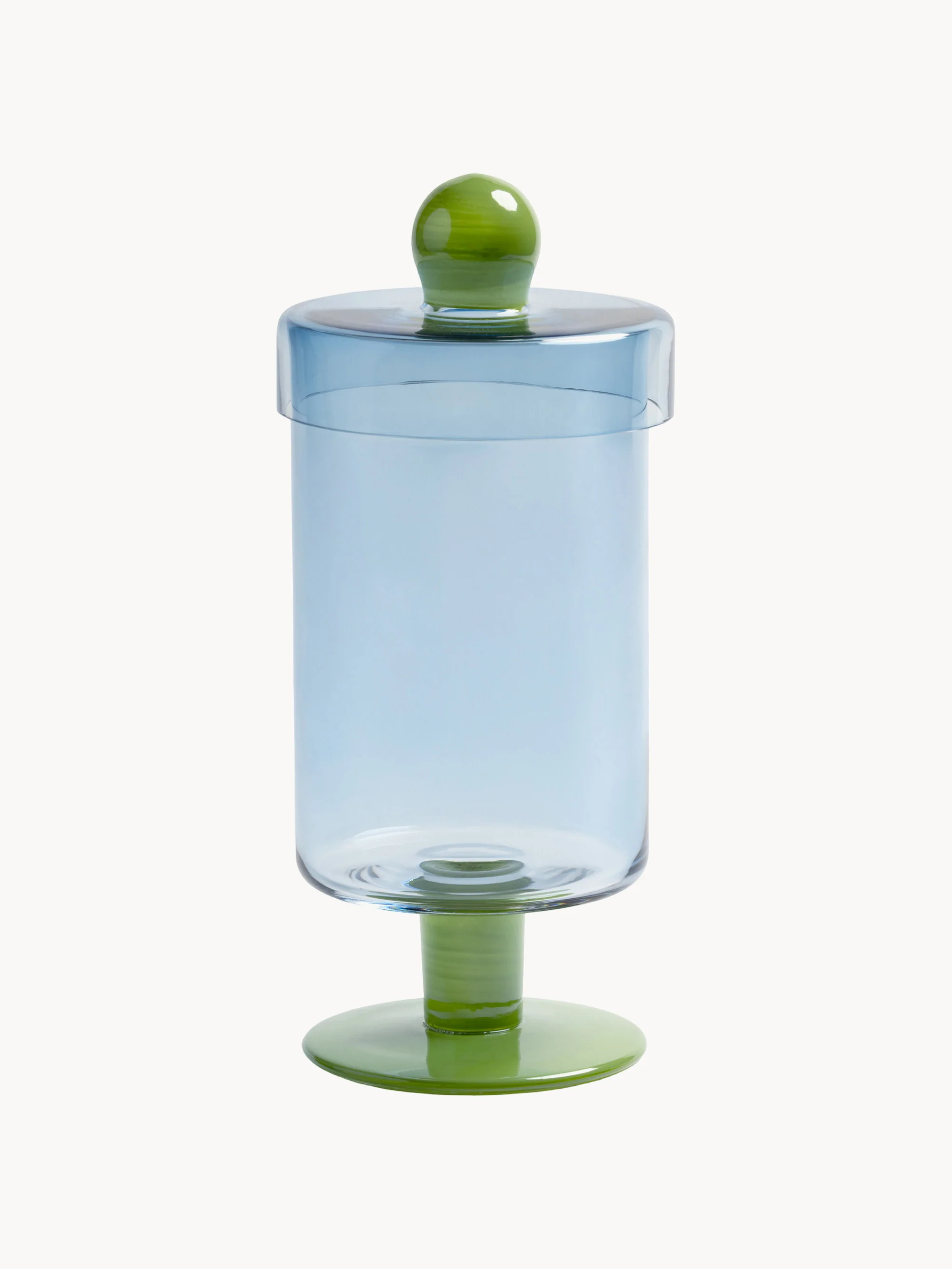 Handgefertigte hohe Glas-Aufbewahrungsdose Duo