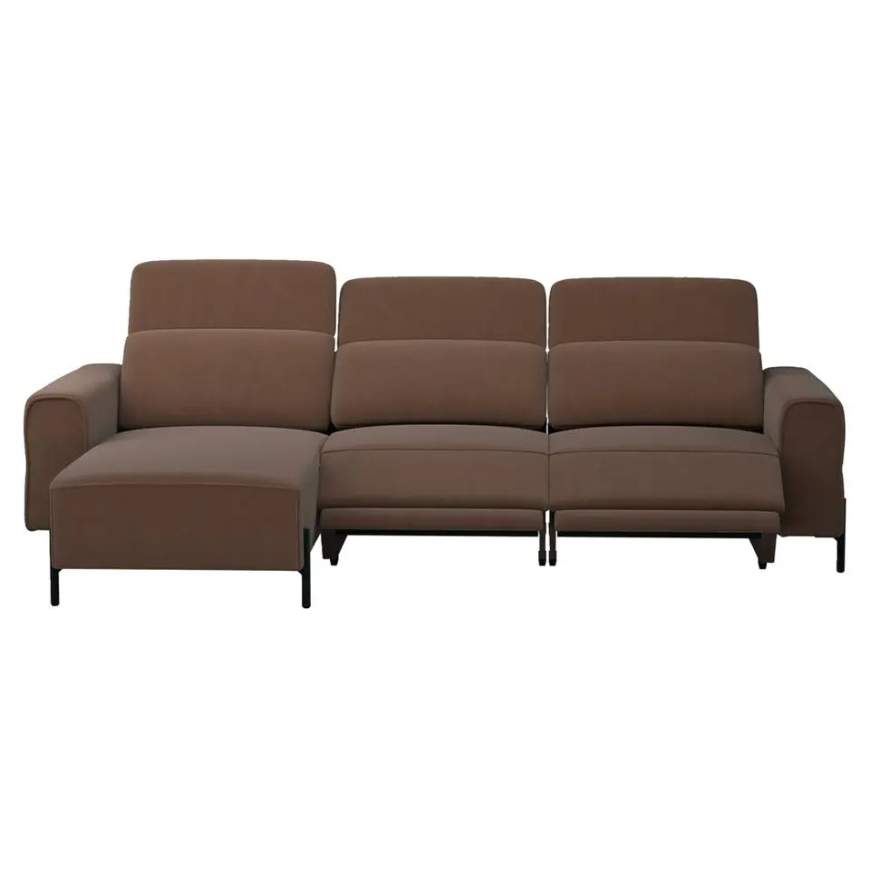 Hoekbank Dave links - elektrisch verstelbaar - stof Billy Joe - cognac