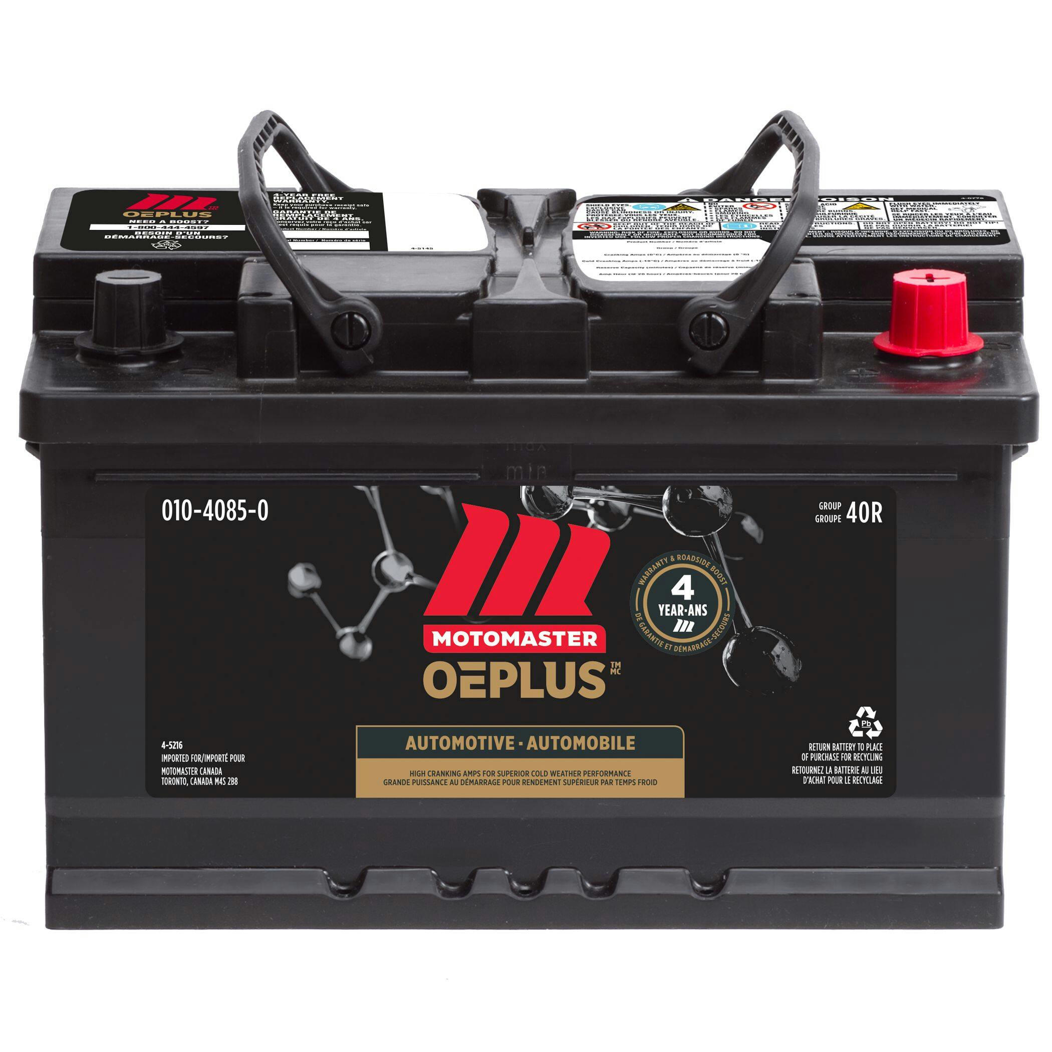 MOTOMASTER OEPLUS Group Size 40R (T6/LB3) Battery, 650 CCA