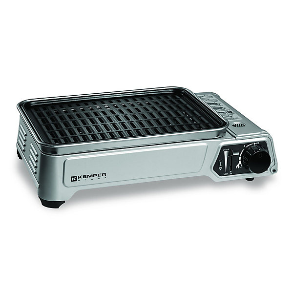 Barbecue à gaz portable 1900W Grille anti adhesive   4 cartouches gaz camping KEMPER