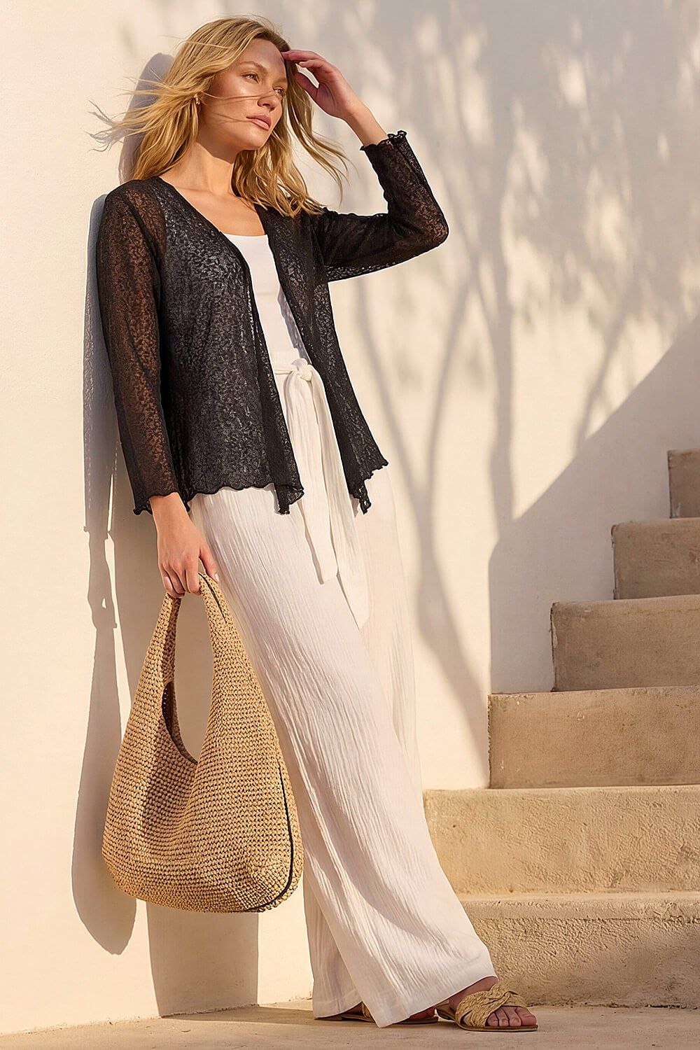 Roman Light Popcorn Knit Shrug