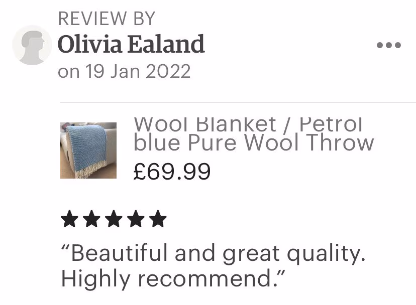 Large Blue Herringbone design 100% Wool Blanket with Contrasting fringing/ Made in the UK