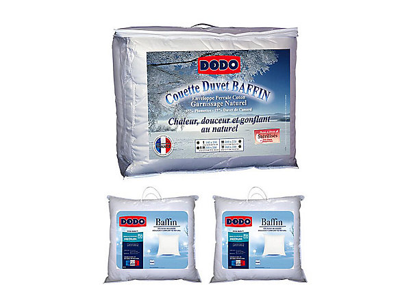 Pack DODO couette naturelle 240 x 260 cm   2 oreillers Duvet 65 x 65 cm - BAFFIN