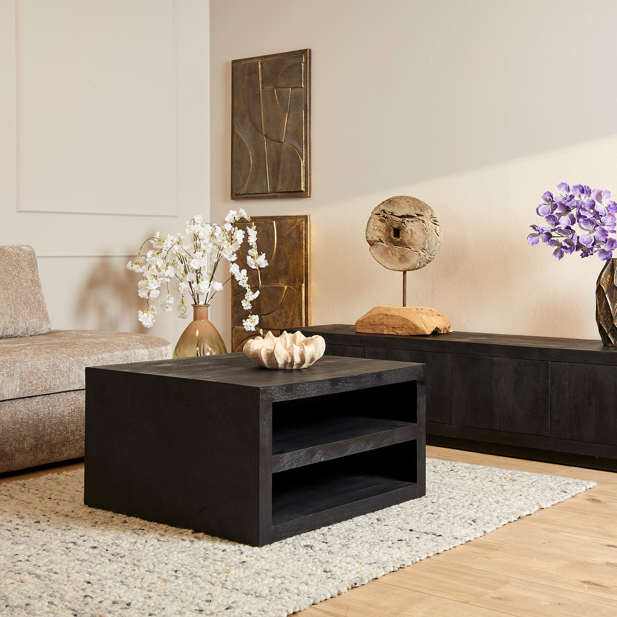 Starfurn salontafel Brussel - zwart - 80x80x40cm