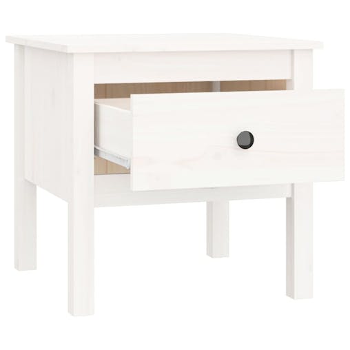 NNEVL Side Table White 50x50x49 cm Solid Wood Pine