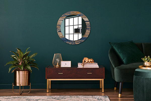 Miroir Rond Décoratif Cadre Imprimé Wallfluent fi60 cm Bois Abstrait Tendance Intemporelle Chambre Salon