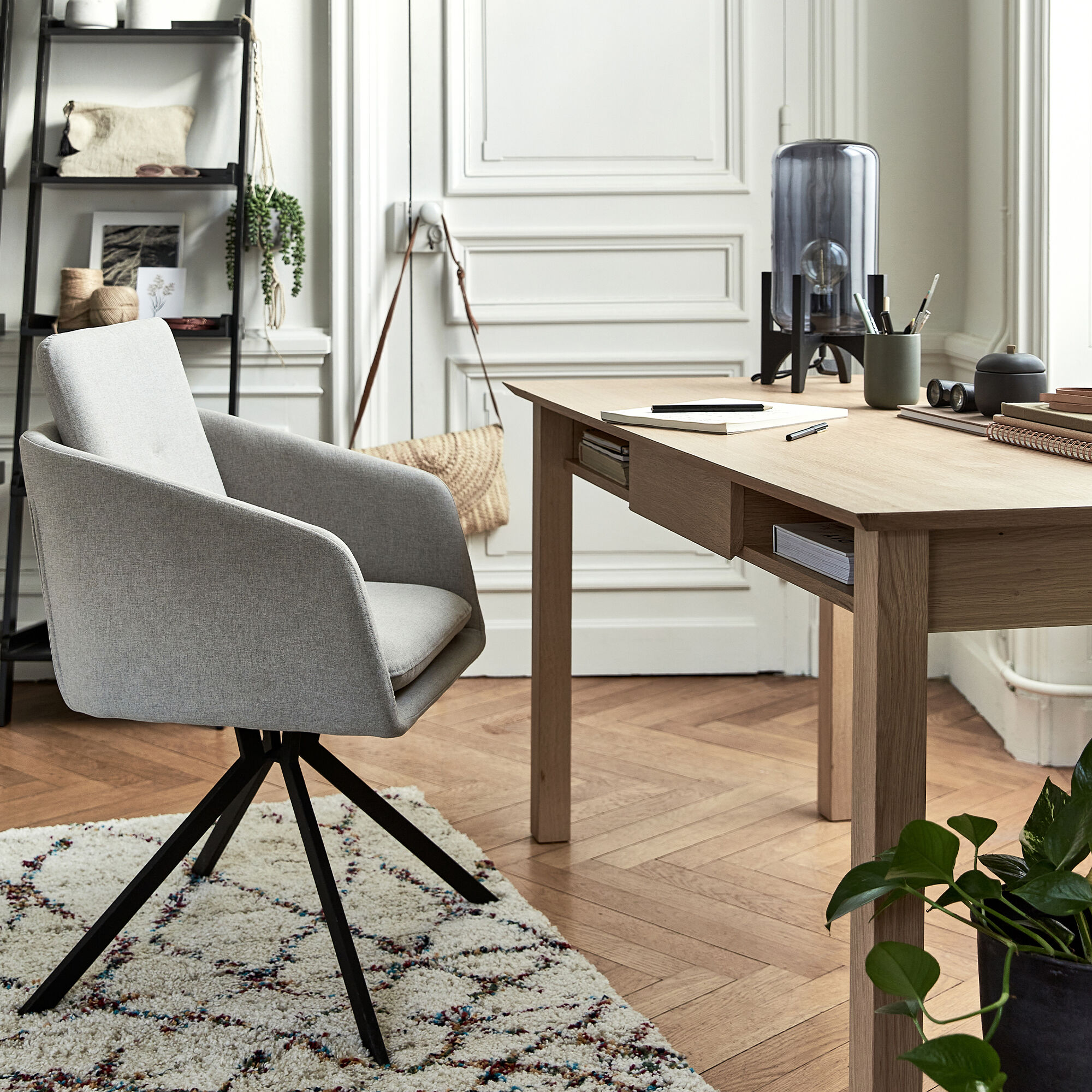 AGOSTA - Bureau avec tiroir en bois L140cm - bois clair