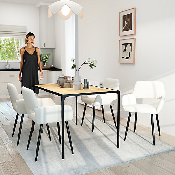 Ensemble de table et 4 chaises de salle à manger style scandinave et effet bois